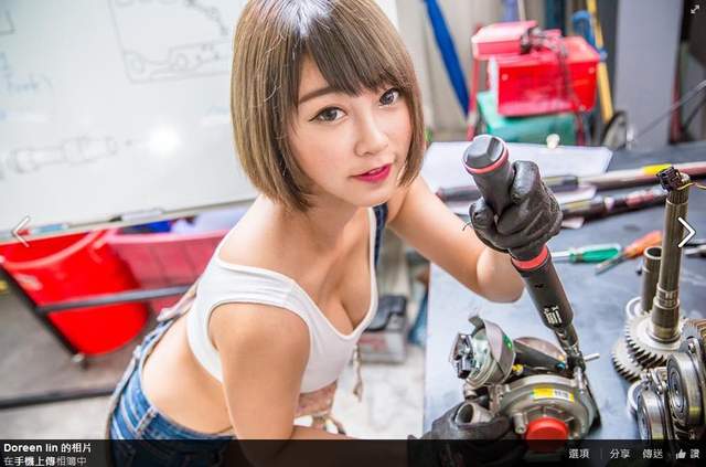 就算沒車我也想看你一眼！「最美拆車工」Doreen Iin，有點髒髒的小背心看起來真是性感