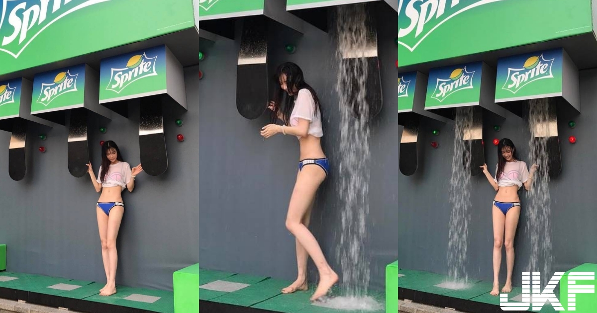 新的「妹子打卡聖地」！澳門銀河酒店的巨型雪碧機，一沖下來比基尼妹子都濕了！