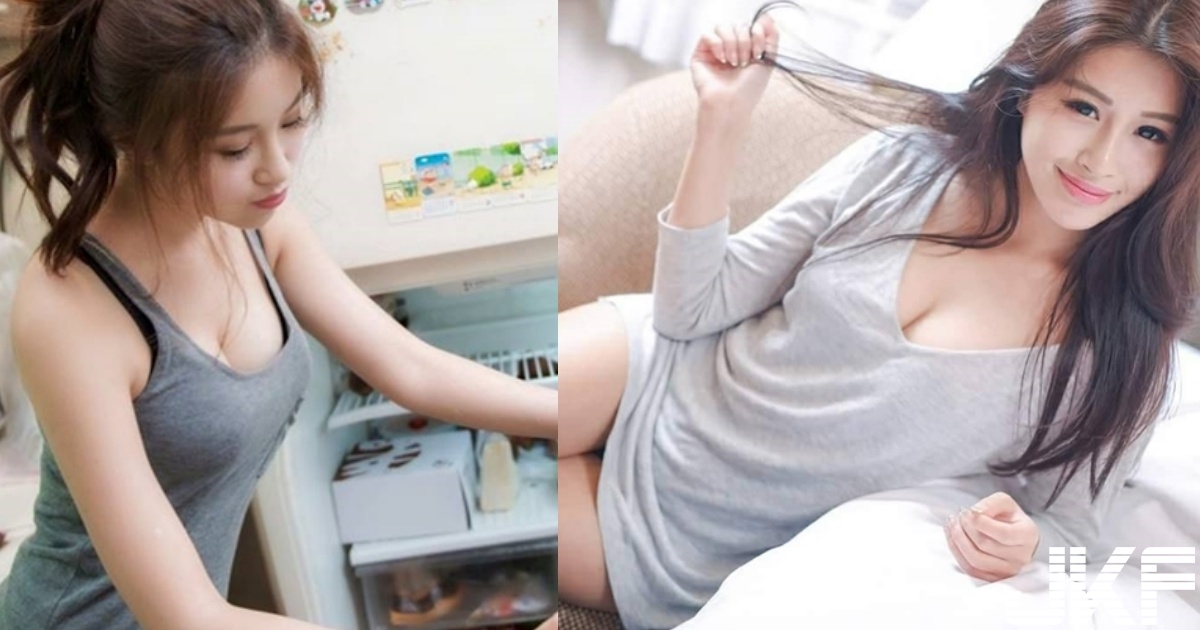 慵懶又上火！「白皙大奶妹」居家穿著好誘惑，「低胸深V背心」完全是回家的動力！