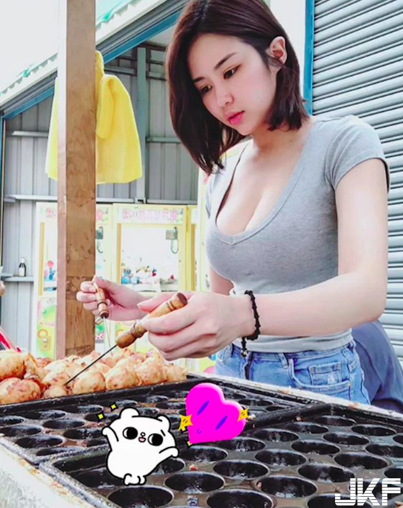 新竹最兇猛「路邊攤章魚丸老闆娘」！自備兩顆「飽滿大丸子」！私下自拍也好狂啊！