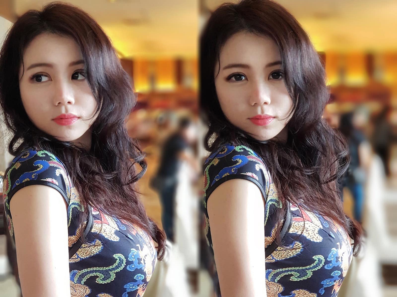 旗袍正妹Yi Chen一對豪乳藏不住意圖使人犯罪 - 美女圖 -