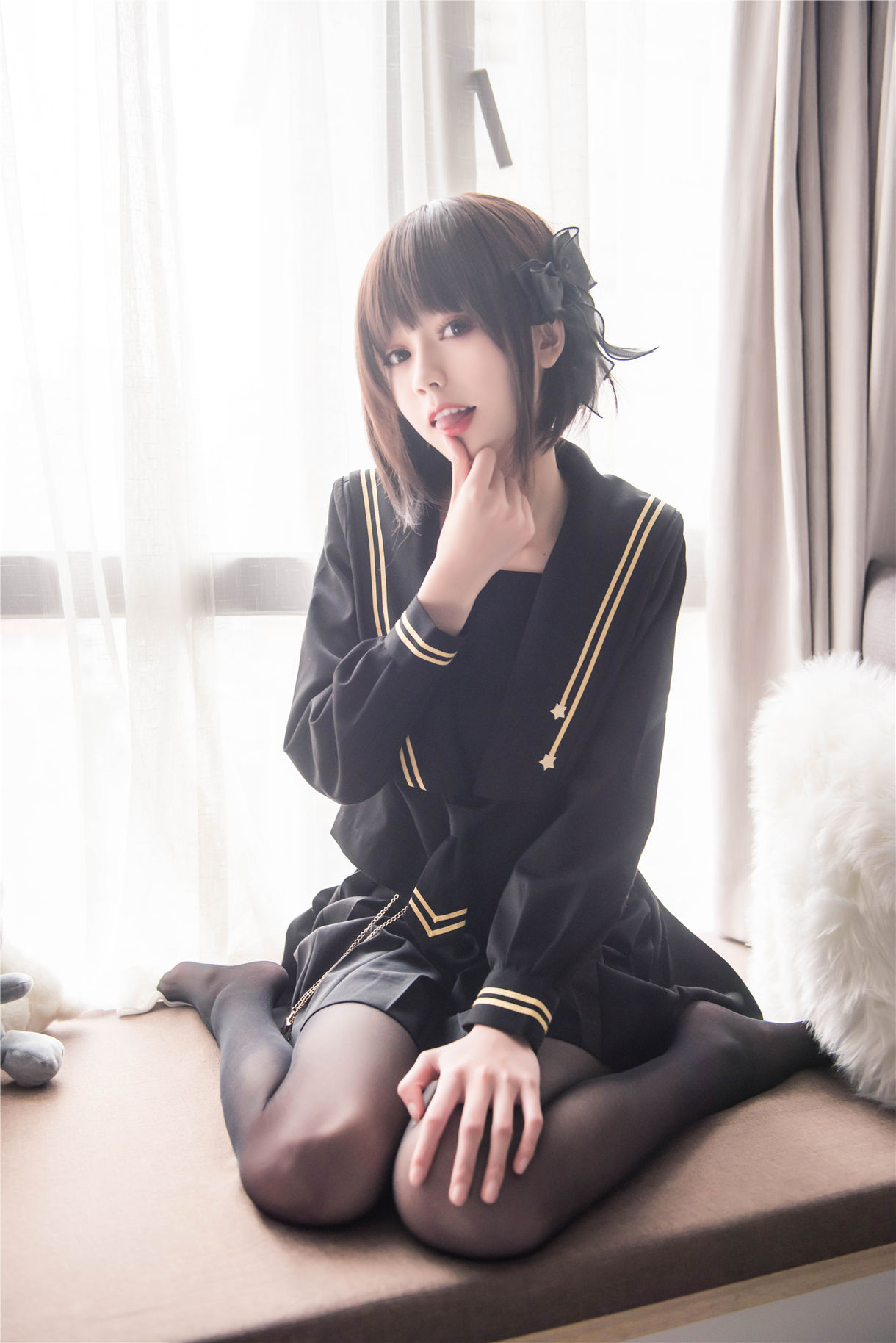 黑絲制服學生妹寫真套圖【CN:你的負卿】 - 亞洲美女 -