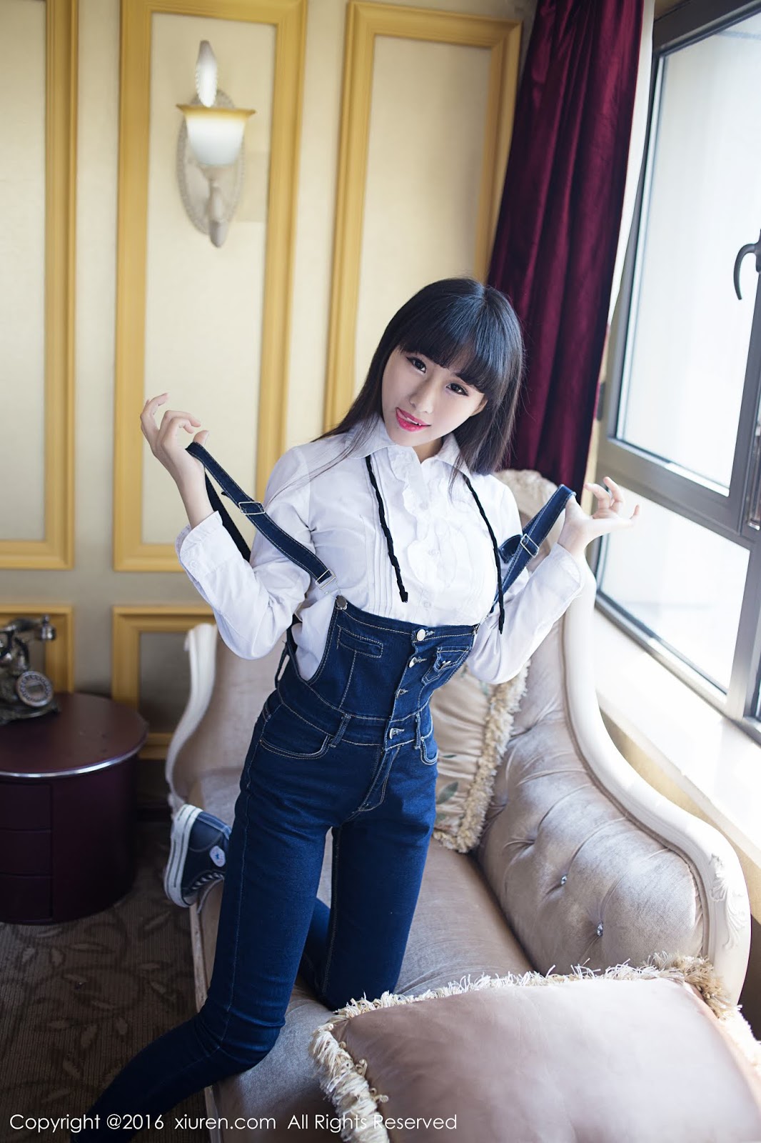 雪白美乳 月音瞳  性感襯衫吊帶褲勾起妳內心的慾望 - 貼圖 - 清涼寫真 -