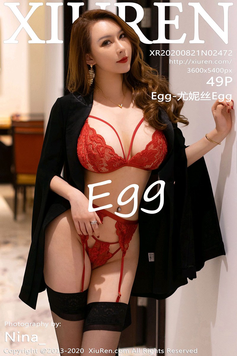[XiuRen秀人網] 2020.08.21 No.2472 Egg_尤妮絲 紅色內衣與黑絲吊襪西裝 [49P] - 貼圖 - 清涼寫真 -