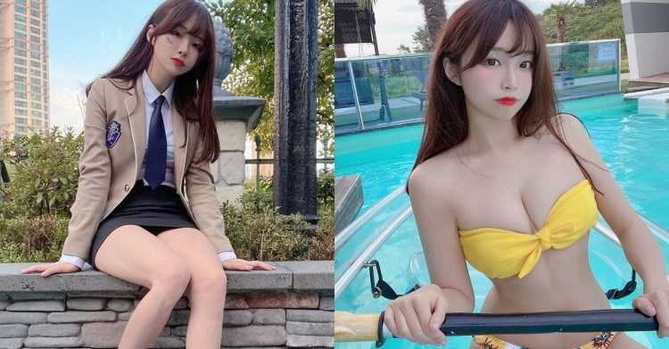 韓國學生妹平常包緊緊…一下水「大E豪乳」瞬間現形：尺寸我給100分~김아영 - 亞洲美女 -