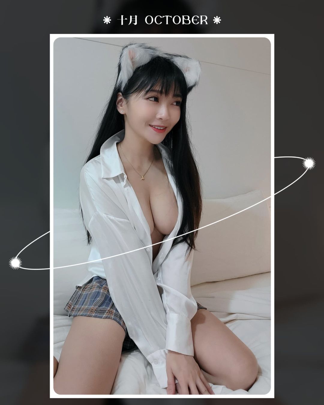 超火辣學生妹「糖糖」制服襯衫大開！「飽滿豪乳」有夠兇，網友驚呼：這有20公斤吧！