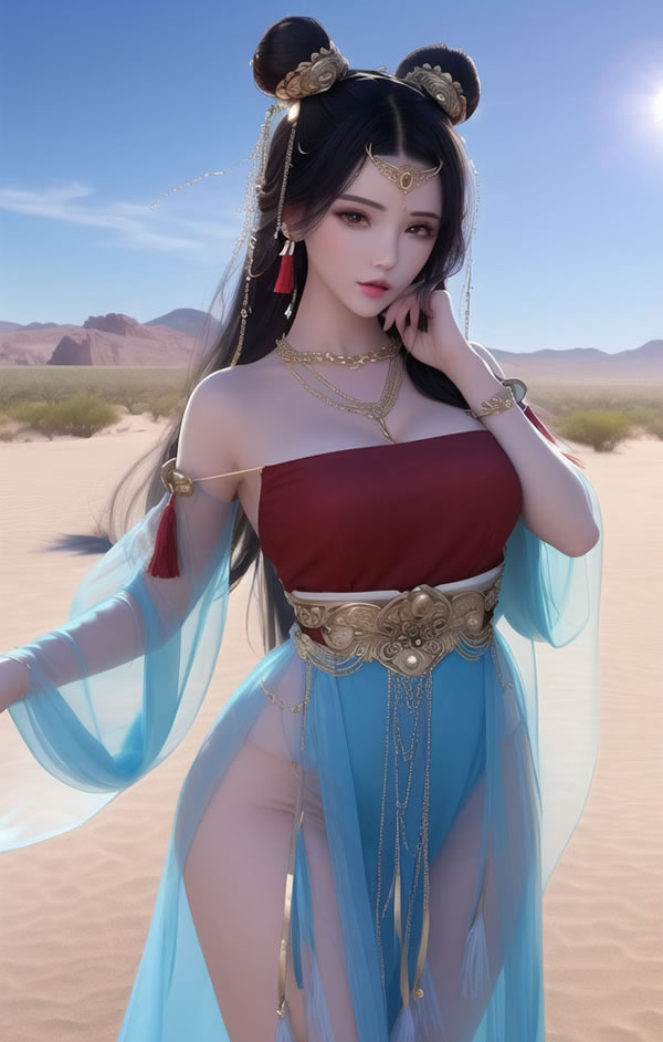 Dunhuang style in AI beauty desert