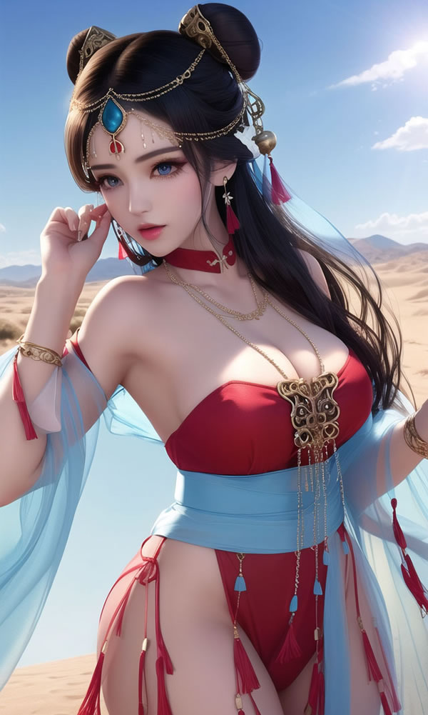Dunhuang style in AI beauty desert