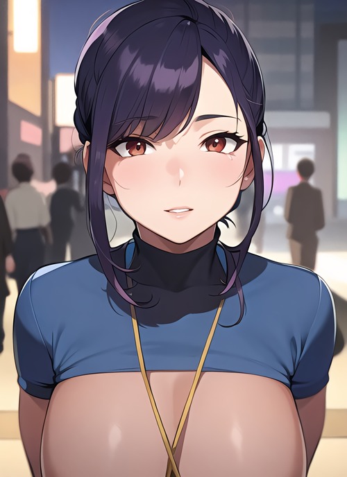 [AI Erotic] An idiot girl who challenges to expose herself in the city!!