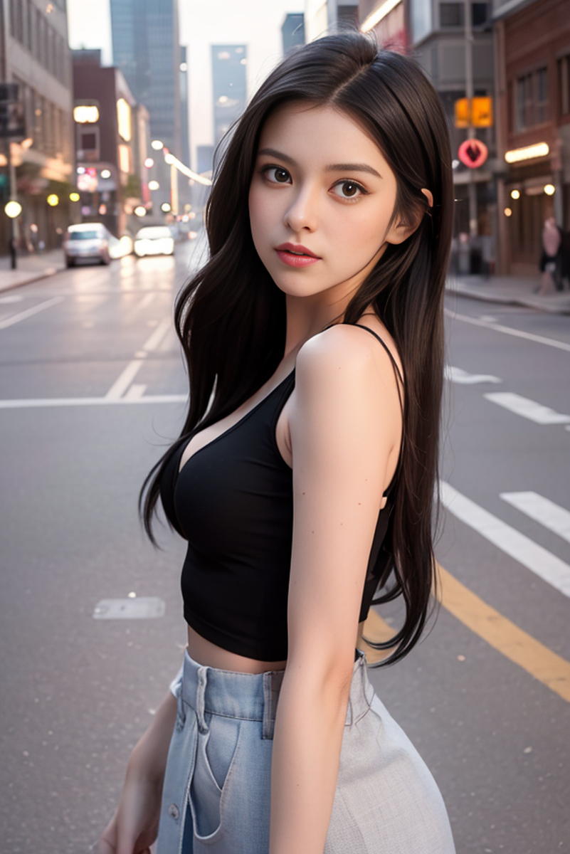 AI生成美女~street background