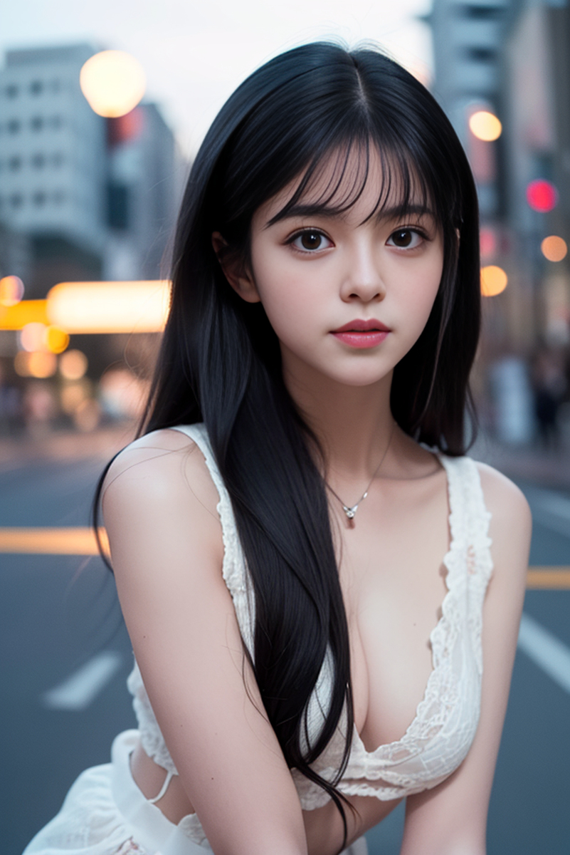 AI生成美女~street background