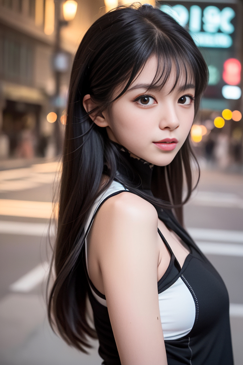 AI生成美女~street background