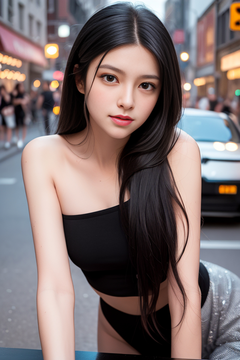 AI生成美女~street background