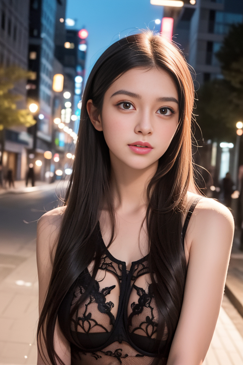 AI生成美女~street background