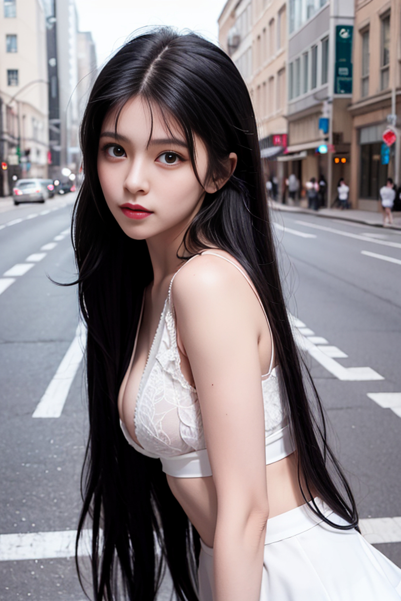 AI生成美女~street background