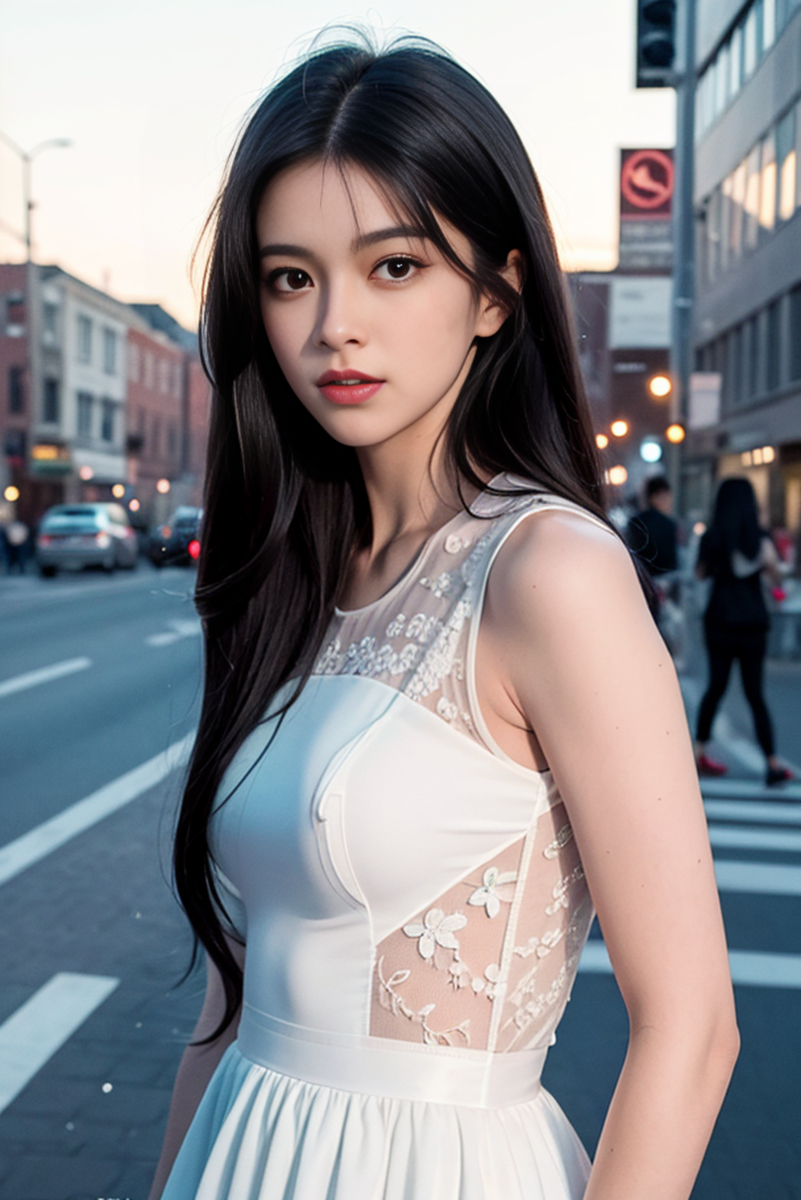 AI生成美女~street background
