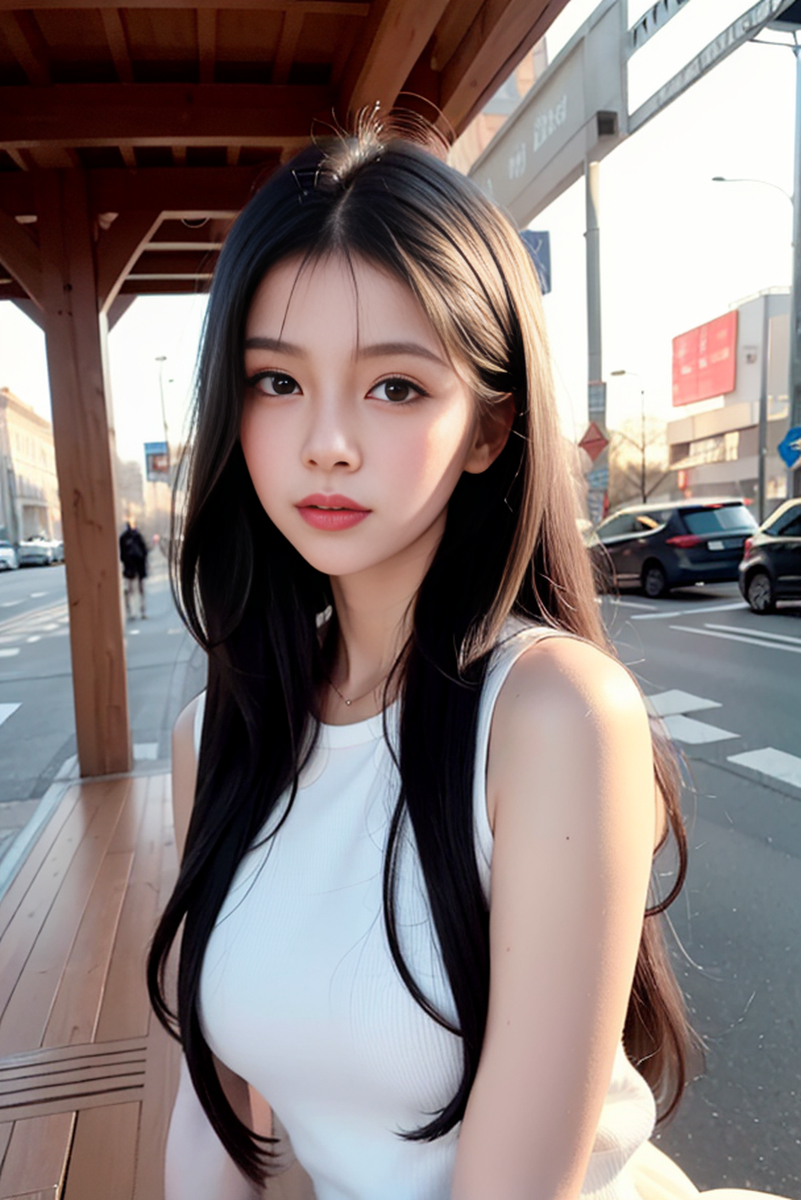 AI生成美女~street background