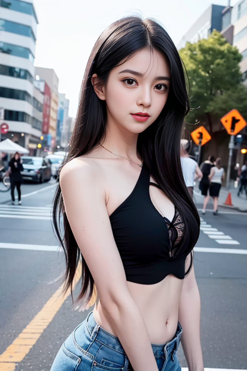 AI生成美女~street background