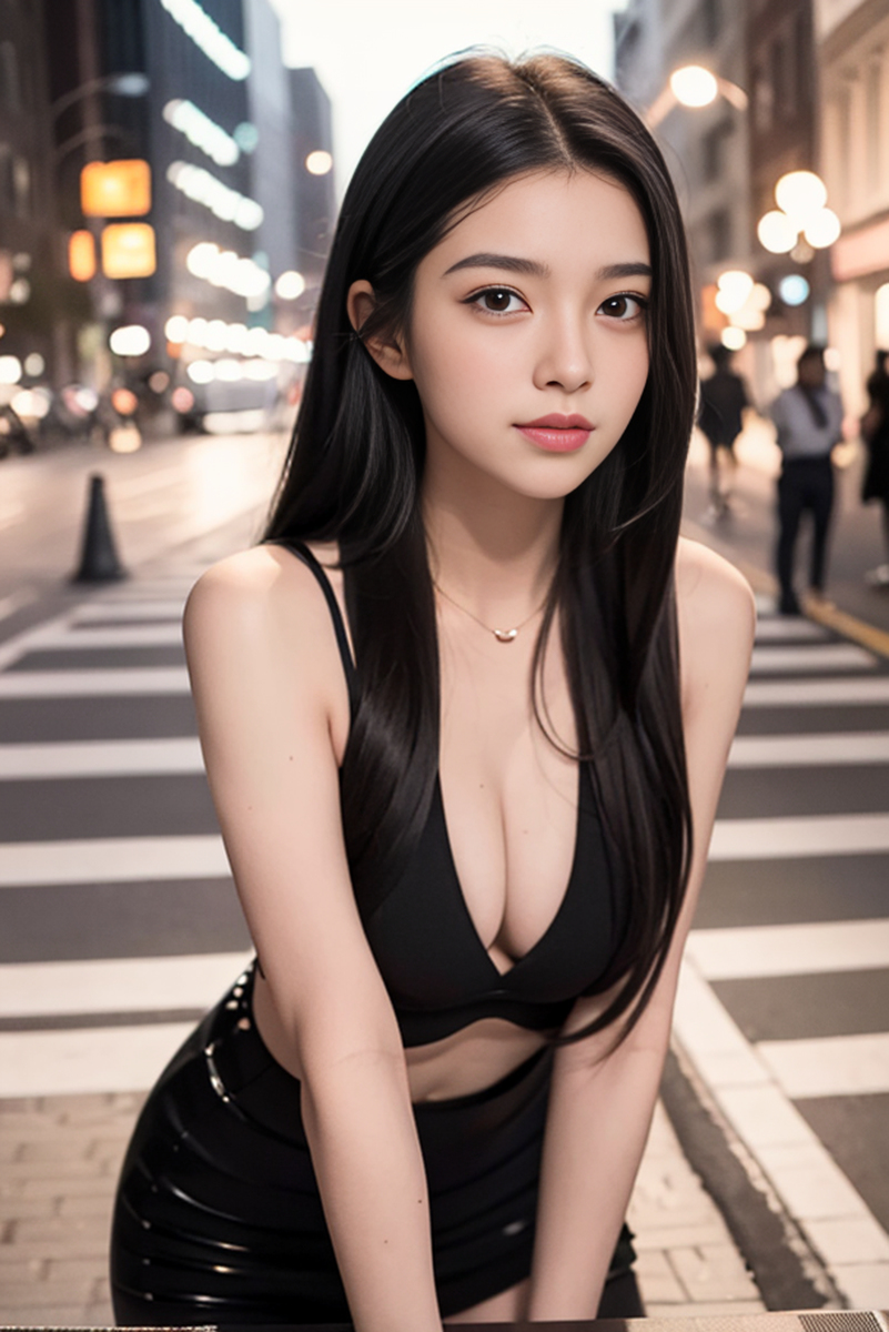 AI生成美女~street background