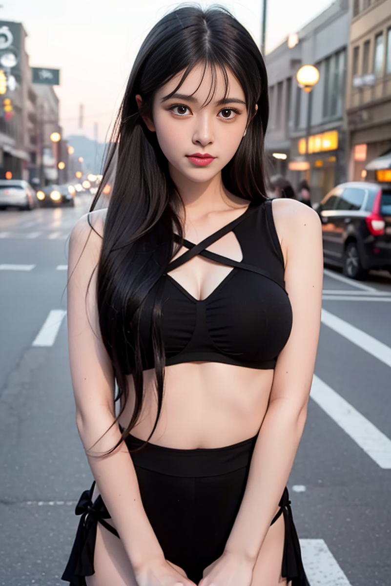 AI生成美女~street background