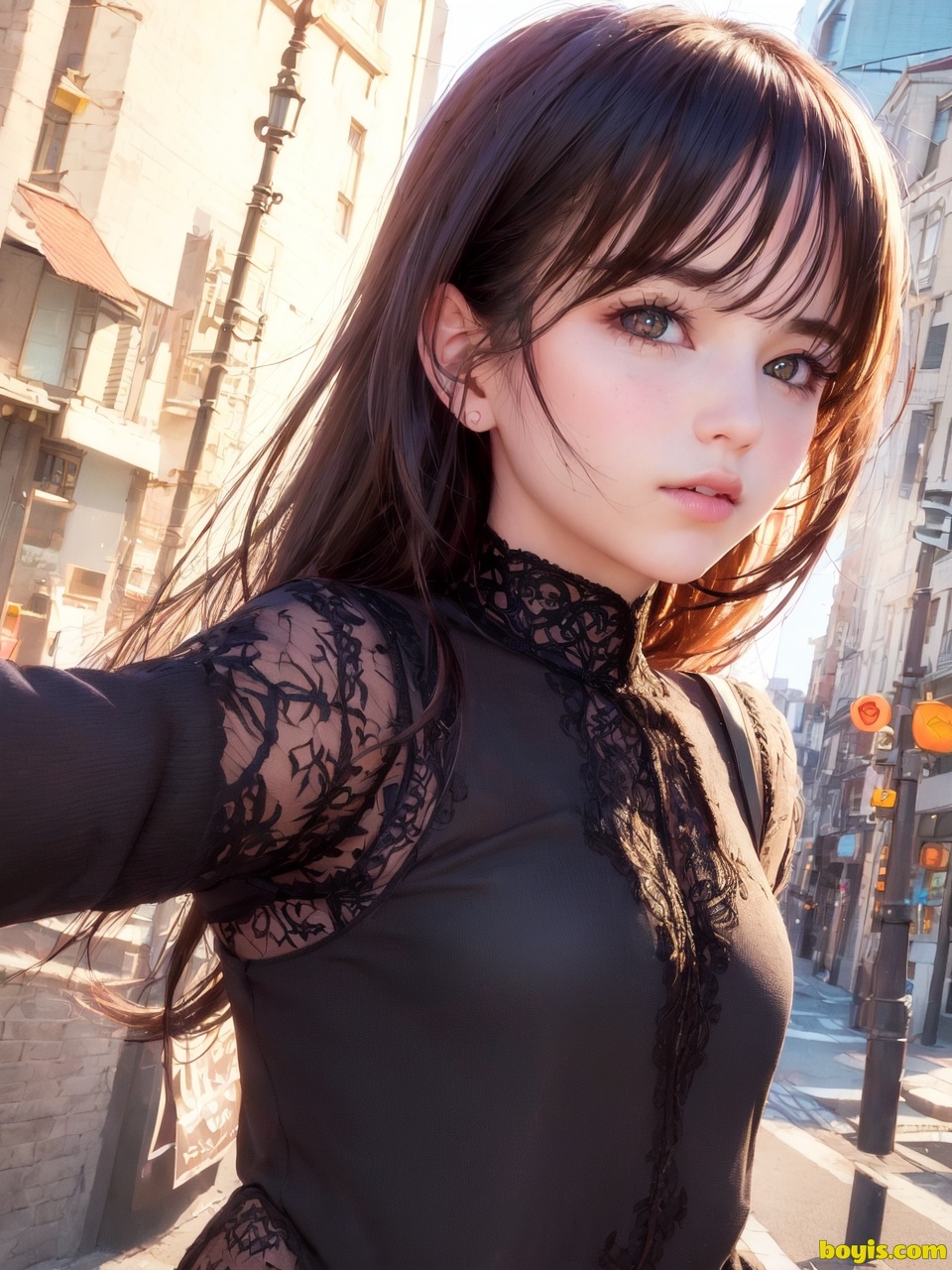 Girl wandering the street