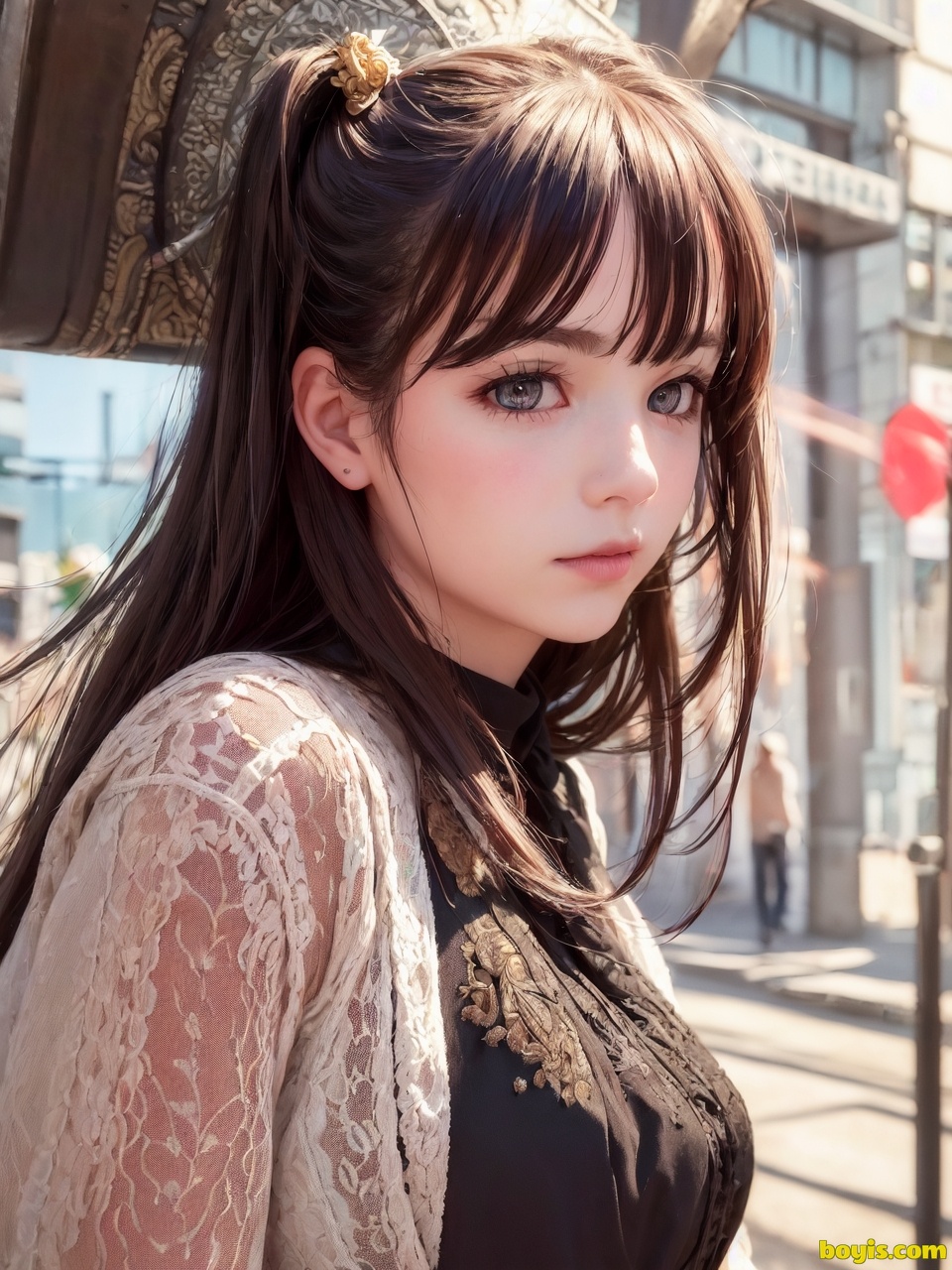 Girl wandering the street