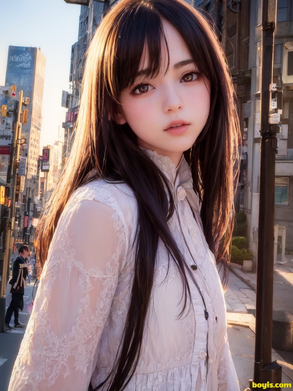Girl wandering the street
