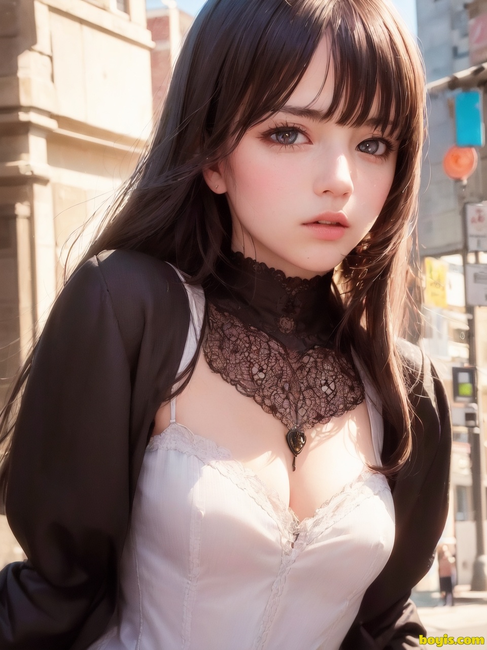 Girl wandering the street