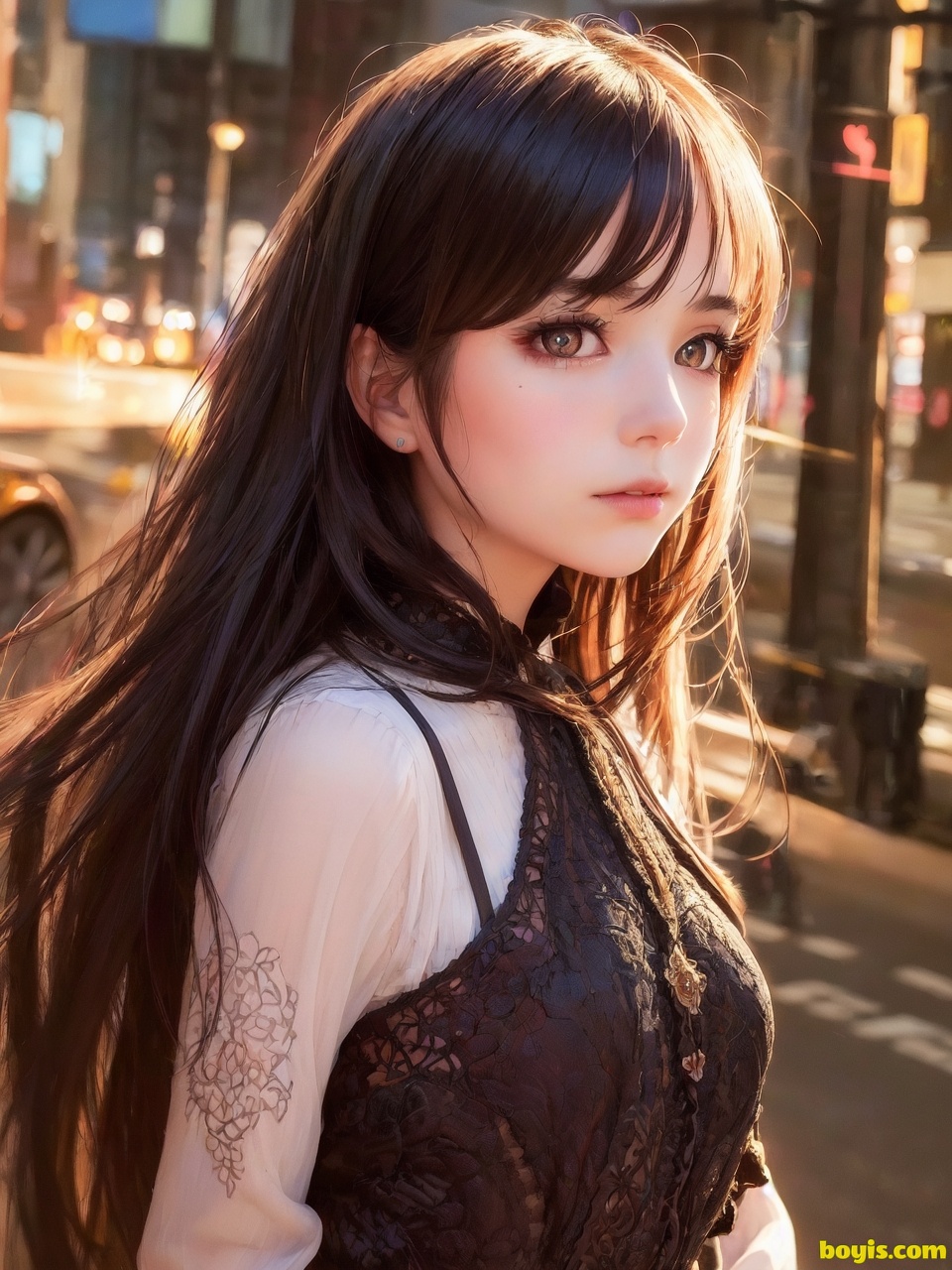Girl wandering the street