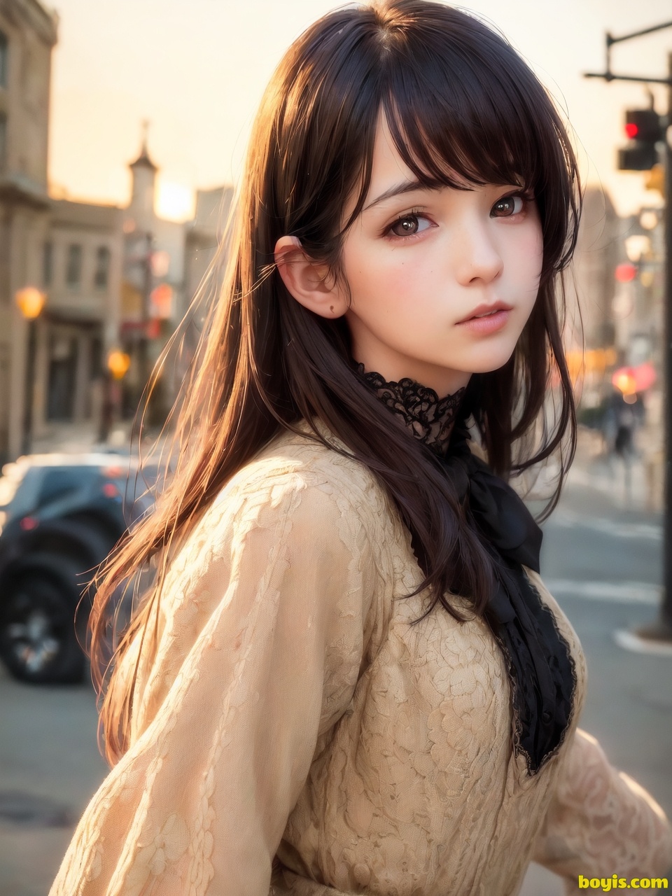 Girl wandering the street