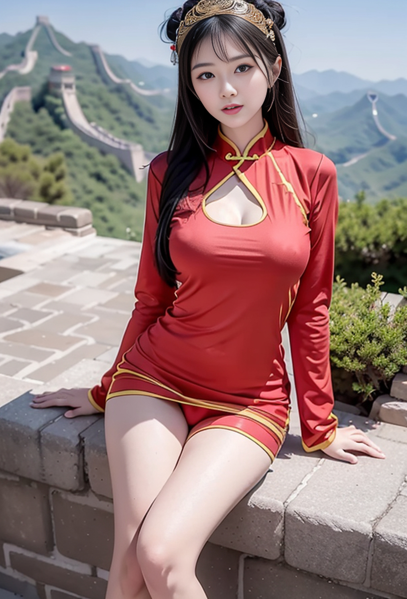 AI生成美女~Great Wall of China