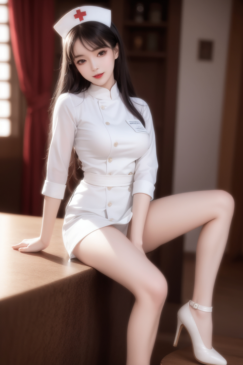 AI生成美女~護士+白色內著