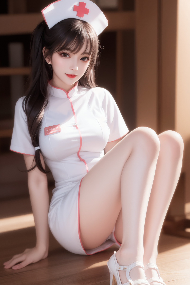 AI生成美女~護士+白色內著