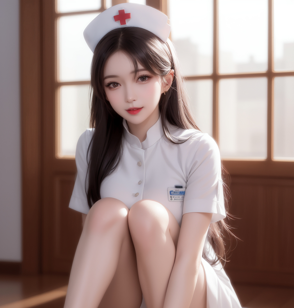 AI生成美女~護士+白色內著
