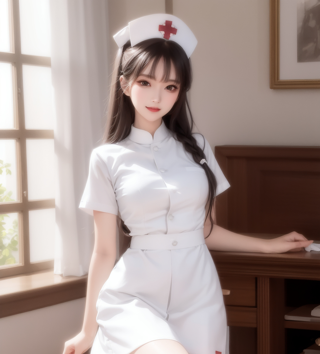 AI生成美女~護士+白色內著