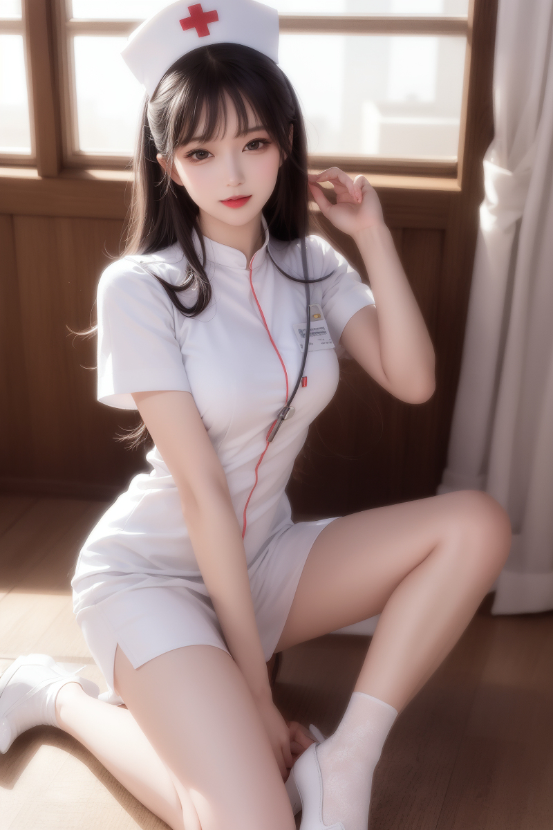 AI生成美女~護士+白色內著