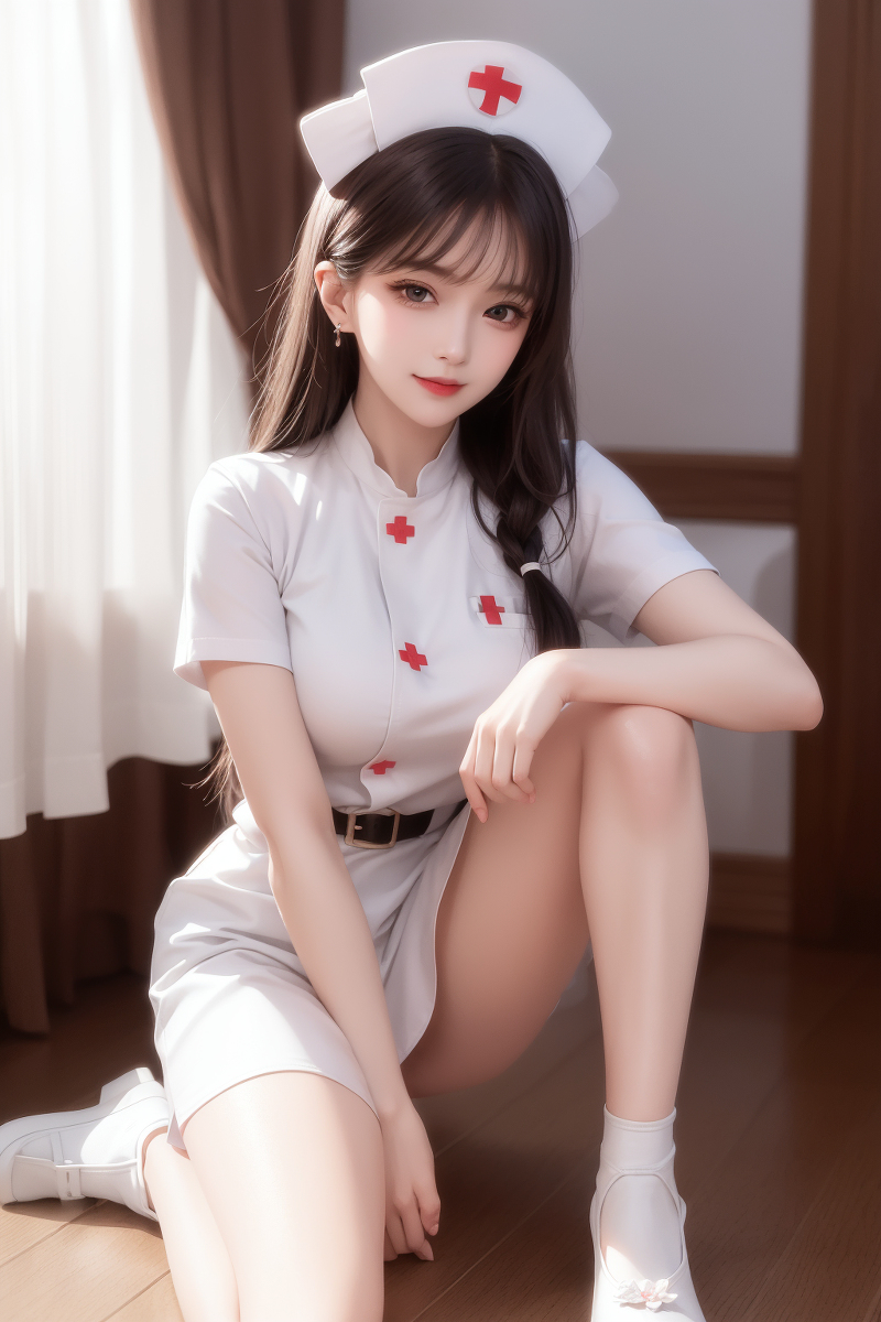 AI生成美女~護士+白色內著