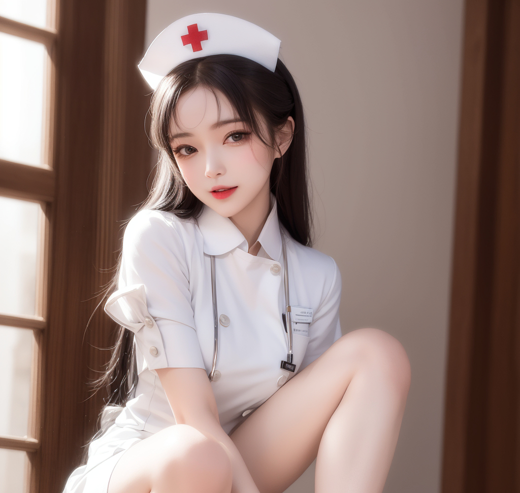 AI生成美女~護士+白色內著