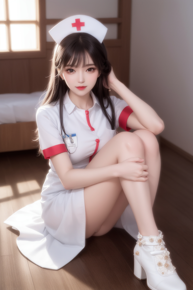 AI生成美女~護士+白色內著