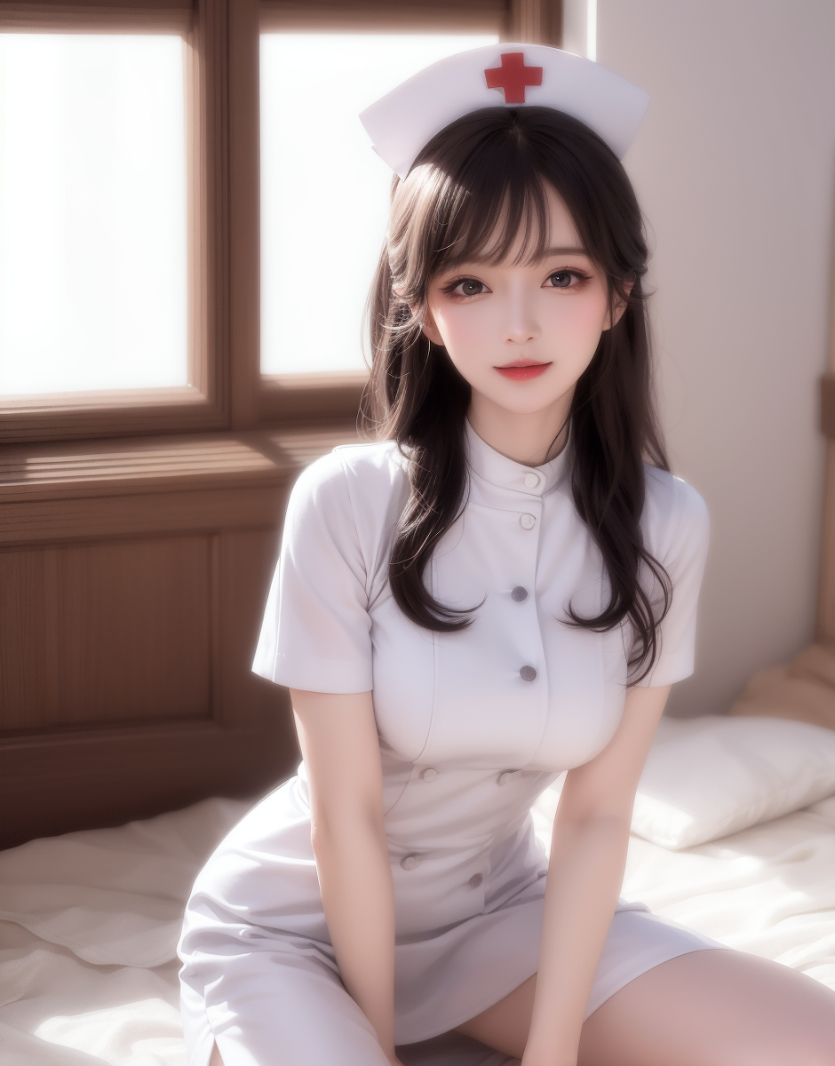 AI生成美女~護士+白色內著