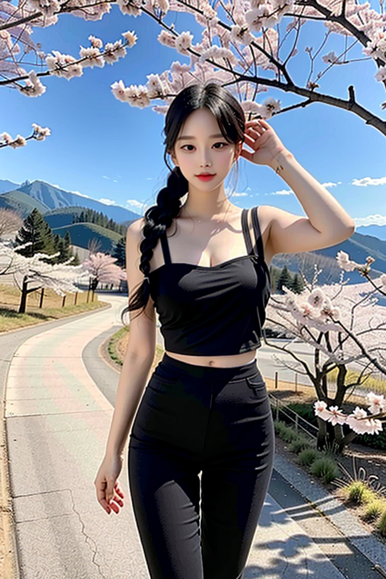 AI生成美女~Hiking in spring
