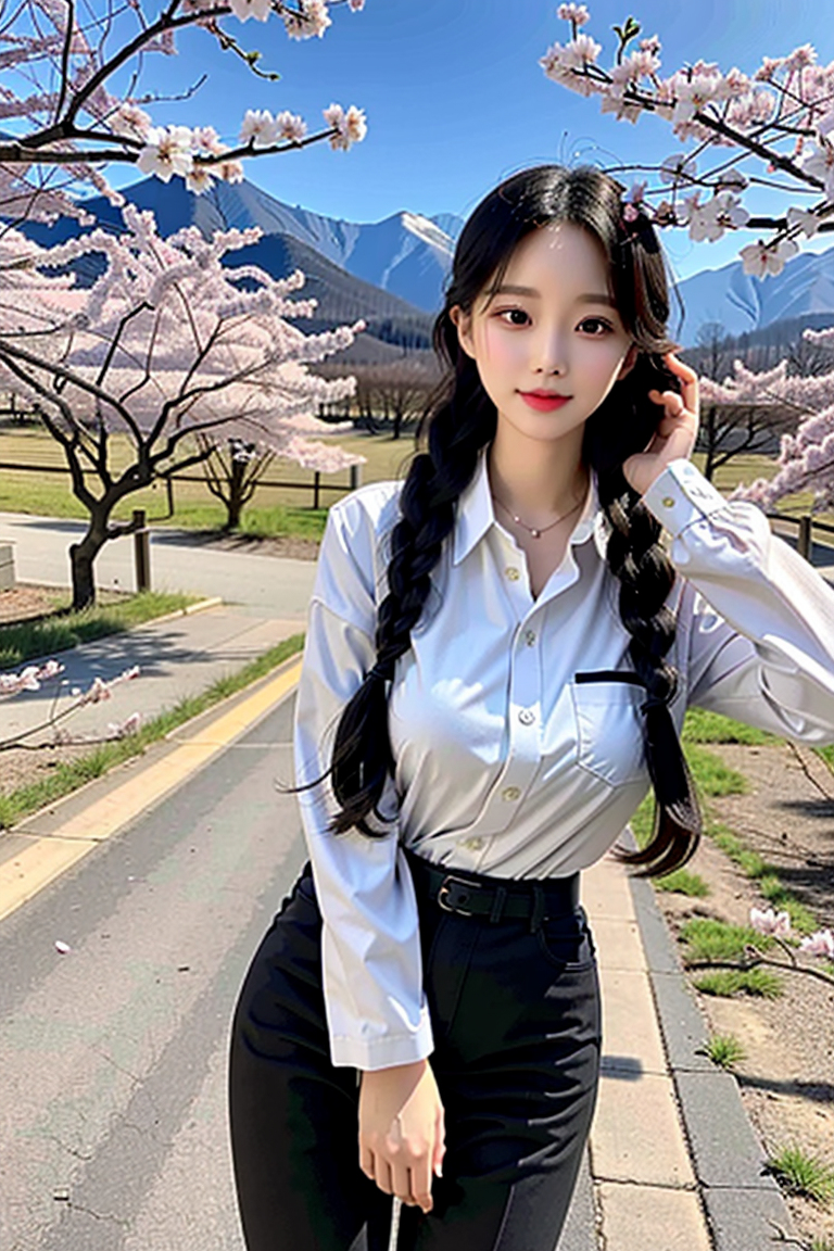 AI生成美女~Hiking in spring