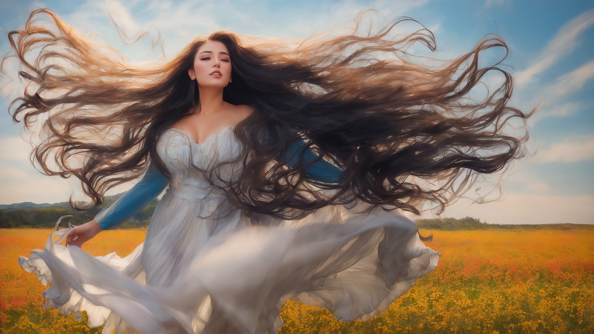 AI生成美女~頭髮亂飛Liberty