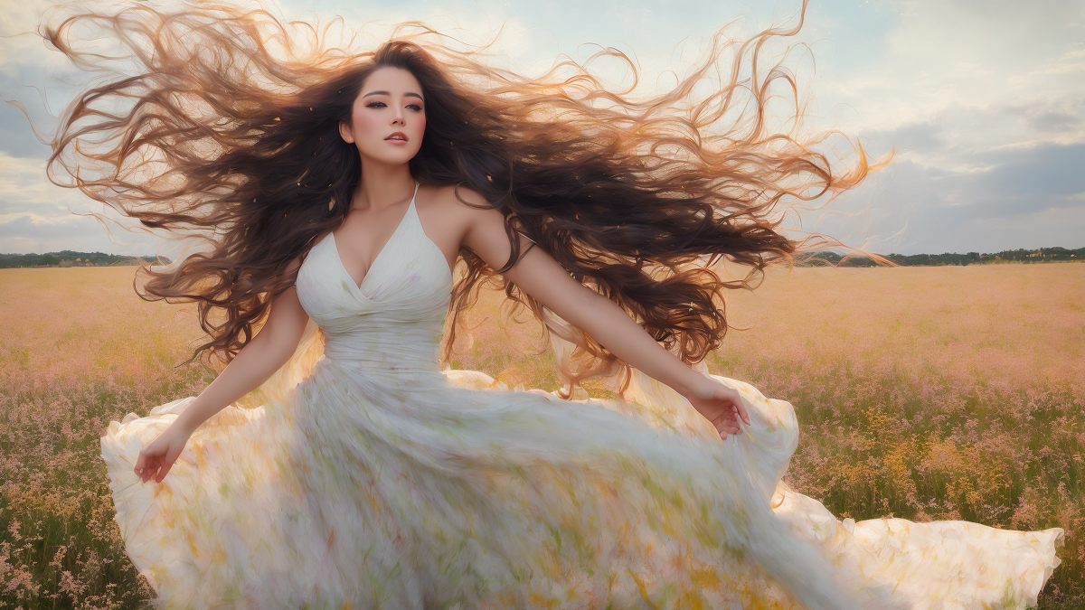 AI生成美女~頭髮亂飛Liberty