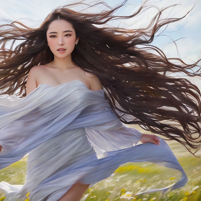 AI生成美女~頭髮亂飛Liberty