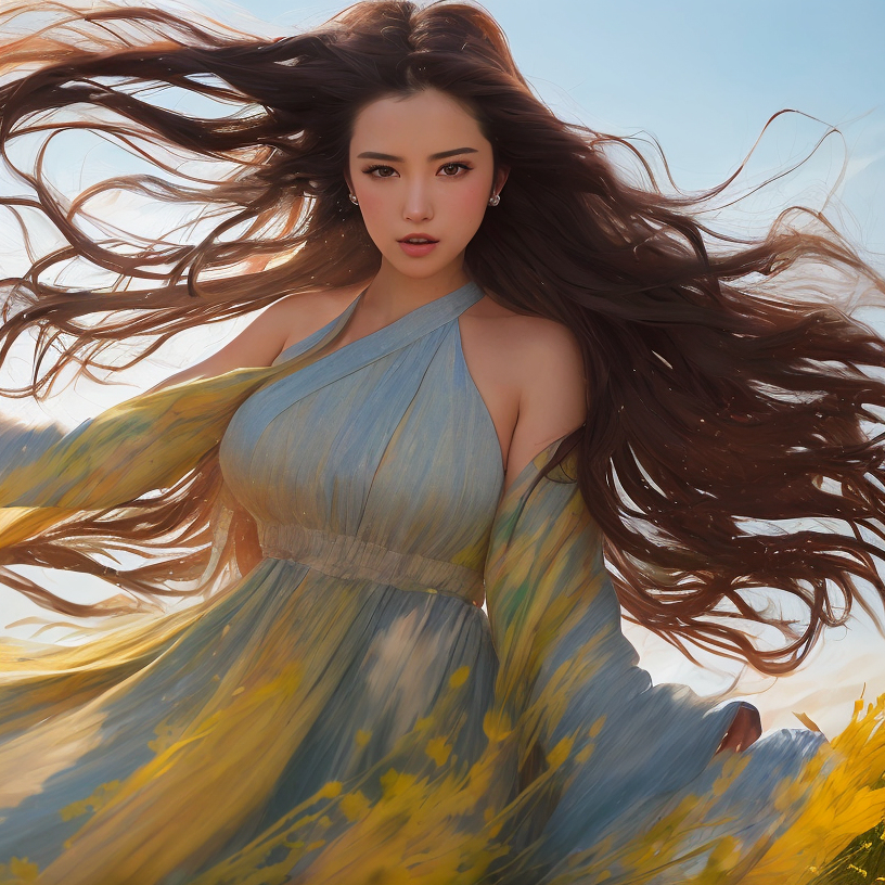 AI生成美女~頭髮亂飛Liberty