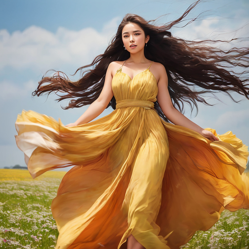 AI生成美女~頭髮亂飛Liberty