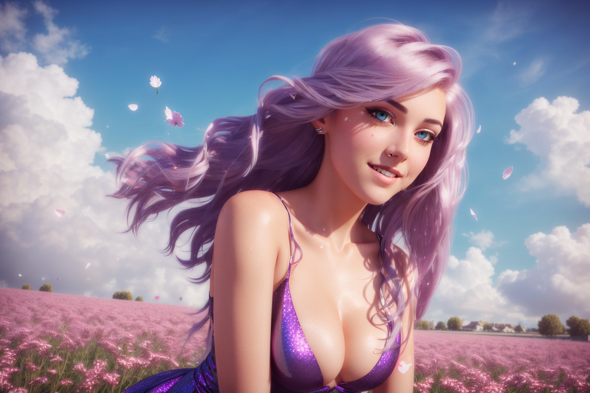 AI生成美女~Liberty. 飛舞的花瓣
