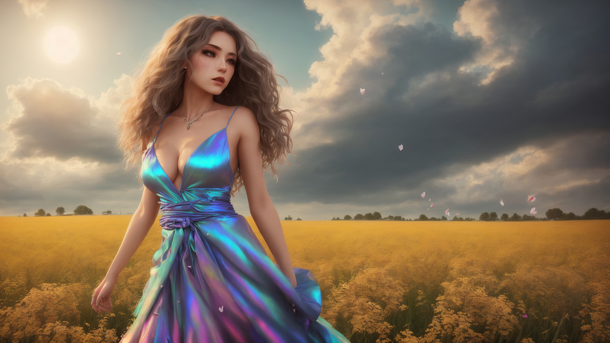 AI生成美女~Liberty. 飛舞的花瓣