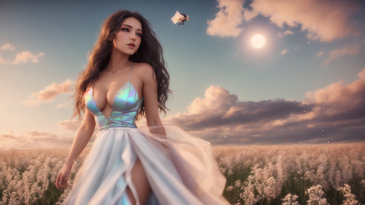 AI生成美女~Liberty. 飛舞的花瓣
